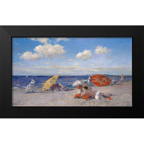At the Seaside Black Modern Wood Framed Art Print by Chase, William Merritt