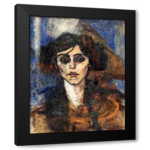 Portrait-of-Maude-Abrantes, 1907 Black Modern Wood Framed Art Print with Double Matting by Modigliani, Amedeo