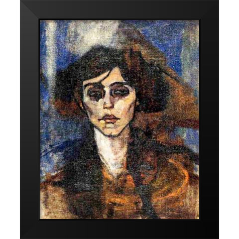 Portrait-of-Maude-Abrantes, 1907 Black Modern Wood Framed Art Print by Modigliani, Amedeo
