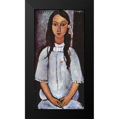 Alice Black Modern Wood Framed Art Print by Modigliani, Amedeo