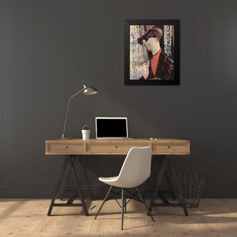Portrait of Frank Burty Haviland Black Modern Wood Framed Art Print by Modigliani, Amedeo