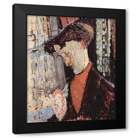 Portrait of Frank Burty Haviland Black Modern Wood Framed Art Print with Double Matting by Modigliani, Amedeo