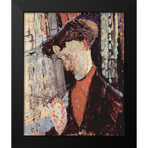 Portrait of Frank Burty Haviland Black Modern Wood Framed Art Print by Modigliani, Amedeo