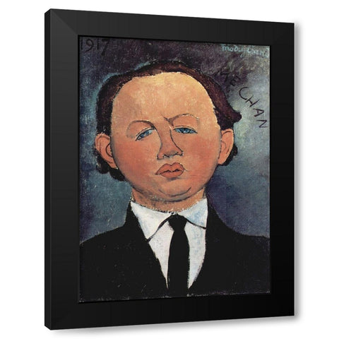 Portrait of Mechan Black Modern Wood Framed Art Print with Double Matting by Modigliani, Amedeo