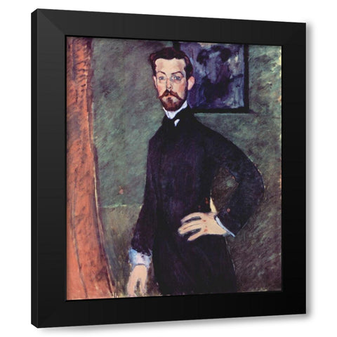 Portrait of Paul Alexander standing Black Modern Wood Framed Art Print with Double Matting by Modigliani, Amedeo
