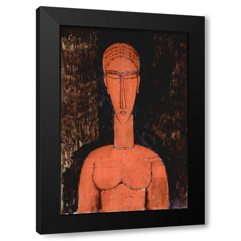 Person with eyes closed Black Modern Wood Framed Art Print with Double Matting by Modigliani, Amedeo