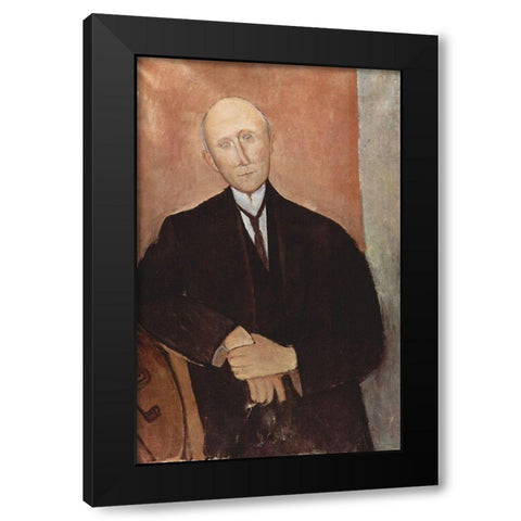 Man in black jacket Black Modern Wood Framed Art Print with Double Matting by Modigliani, Amedeo