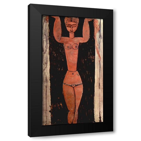 Woman in doorway Black Modern Wood Framed Art Print by Modigliani, Amedeo