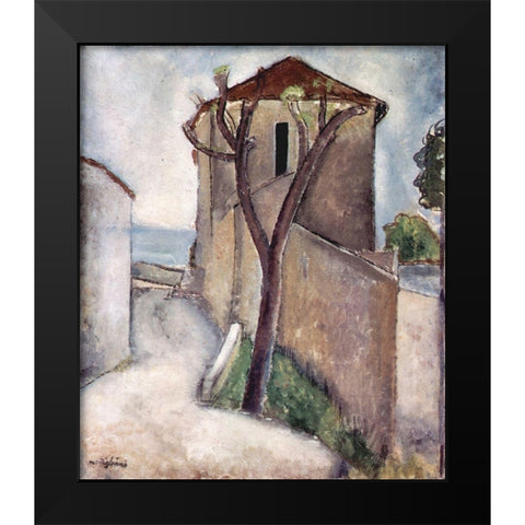 Number 3 Black Modern Wood Framed Art Print by Modigliani, Amedeo