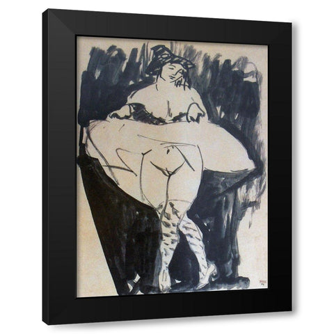 Dancer Black Modern Wood Framed Art Print by Modigliani, Amedeo