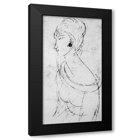 Sketch of Jeanne Black Modern Wood Framed Art Print by Modigliani, Amedeo