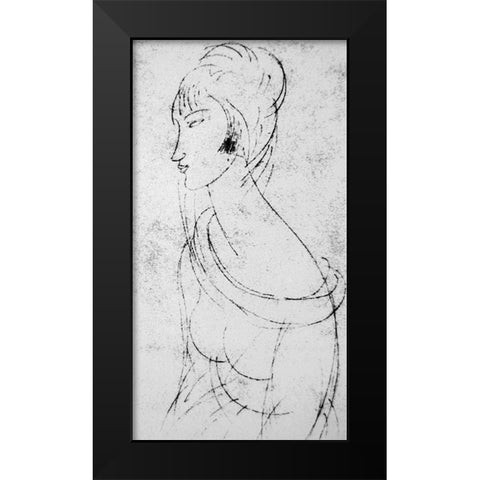 Sketch of Jeanne Black Modern Wood Framed Art Print by Modigliani, Amedeo