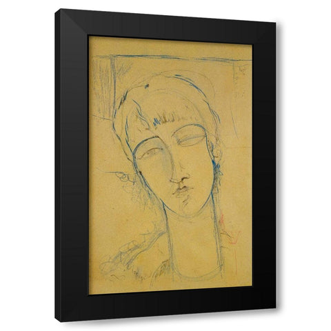 Ritratto di Donna Rossa Black Modern Wood Framed Art Print by Modigliani, Amedeo