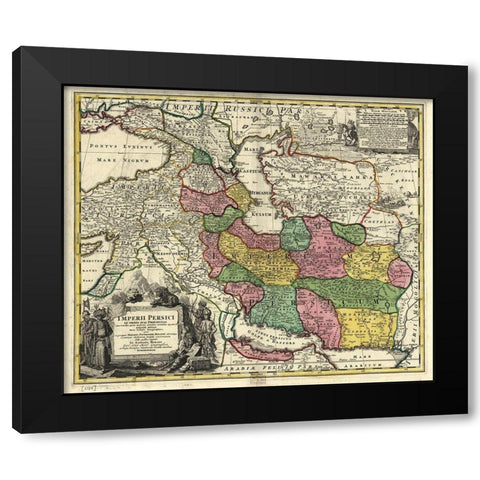 Persia in the 18th Century Black Modern Wood Framed Art Print with Double Matting by Vintage Maps