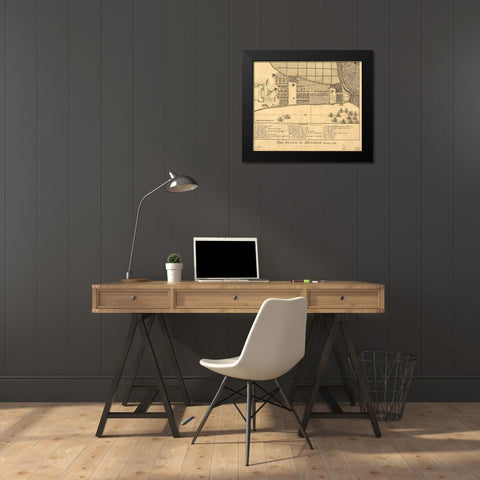 Attack on Manila Black Modern Wood Framed Art Print by Vintage Maps