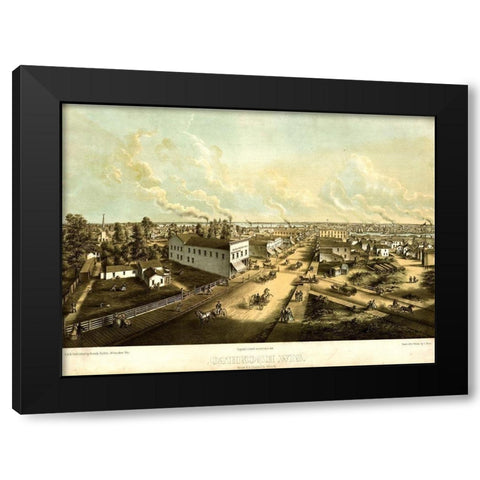 Oshkosh-Wisconsin 1850 Black Modern Wood Framed Art Print by Vintage Maps
