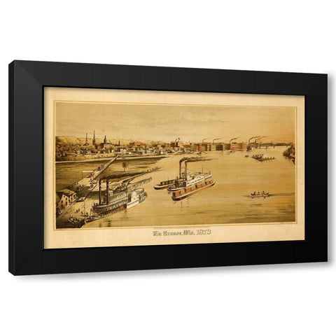 La Crosse-Wisconsin 1873 Black Modern Wood Framed Art Print by Vintage Maps