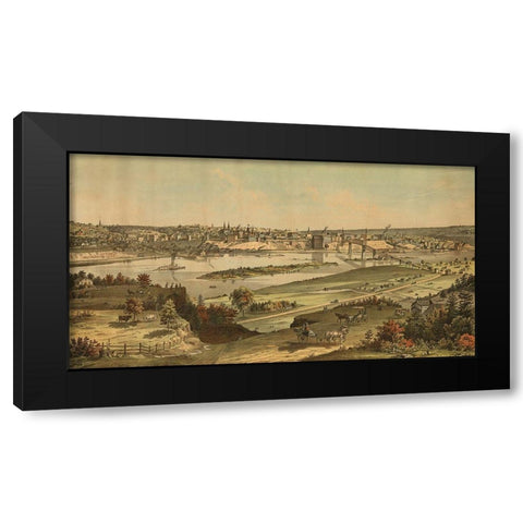 St. Paul-Minnesota 1874 Black Modern Wood Framed Art Print with Double Matting by Vintage Maps