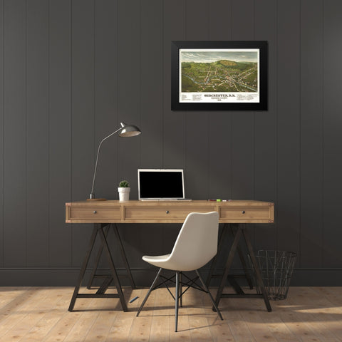 Winchester-New Hampshire Black Modern Wood Framed Art Print by Vintage Maps