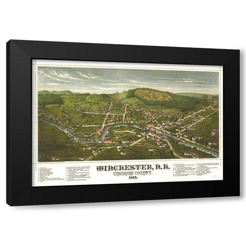 Winchester-New Hampshire Black Modern Wood Framed Art Print by Vintage Maps