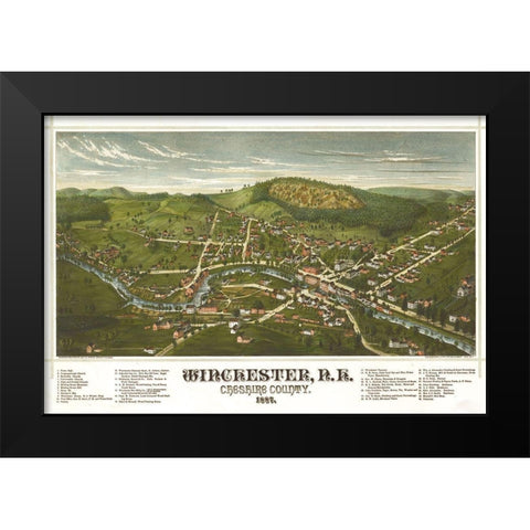 Winchester-New Hampshire Black Modern Wood Framed Art Print by Vintage Maps