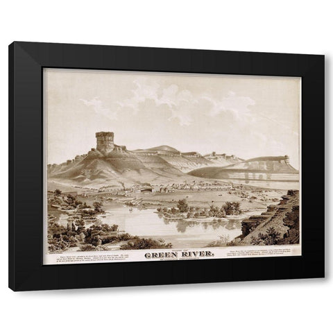 Green River-Wyoming 1875 Black Modern Wood Framed Art Print by Vintage Maps