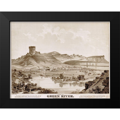 Green River-Wyoming 1875 Black Modern Wood Framed Art Print by Vintage Maps