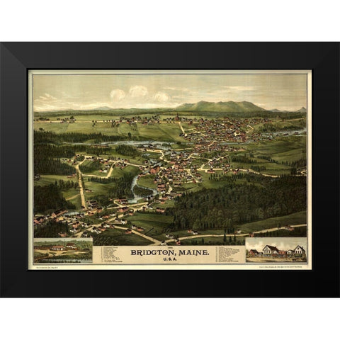 Bridgeton-Maine 1888 Black Modern Wood Framed Art Print by Vintage Maps