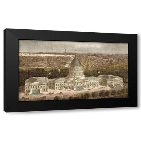 Capitol Building in Washington-DC,1871 Black Modern Wood Framed Art Print with Double Matting by Vintage Maps