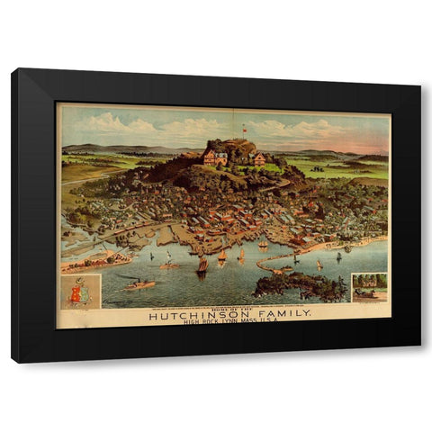 Home of the Hutchinson Family in Lynn-Massachusetts 1881 Black Modern Wood Framed Art Print with Double Matting by Vintage Maps