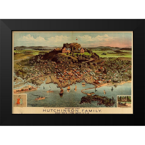 Home of the Hutchinson Family in Lynn-Massachusetts 1881 Black Modern Wood Framed Art Print by Vintage Maps