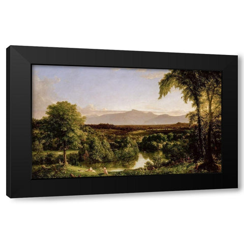View on the Catskill—Early Autumn Black Modern Wood Framed Art Print with Double Matting by Cole, Thomas