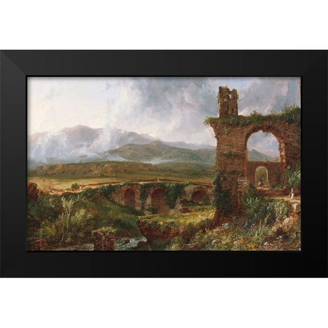 A View near Tivoli (Morning) Black Modern Wood Framed Art Print by Cole, Thomas