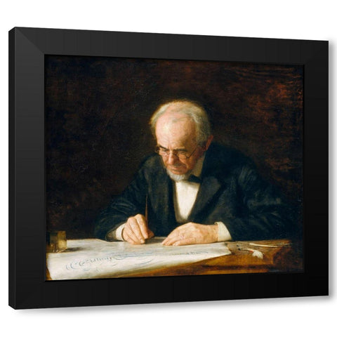 The Writing Master Black Modern Wood Framed Art Print with Double Matting by Eakins, Thomas