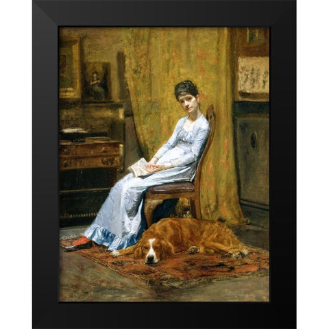 The Artists Wife and His Setter Dog Black Modern Wood Framed Art Print by Eakins, Thomas
