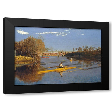 The Champion Single Sculls (Max Schmitt in a Single Scull) Black Modern Wood Framed Art Print by Eakins, Thomas
