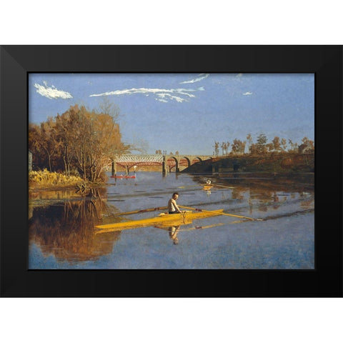 The Champion Single Sculls (Max Schmitt in a Single Scull) Black Modern Wood Framed Art Print by Eakins, Thomas