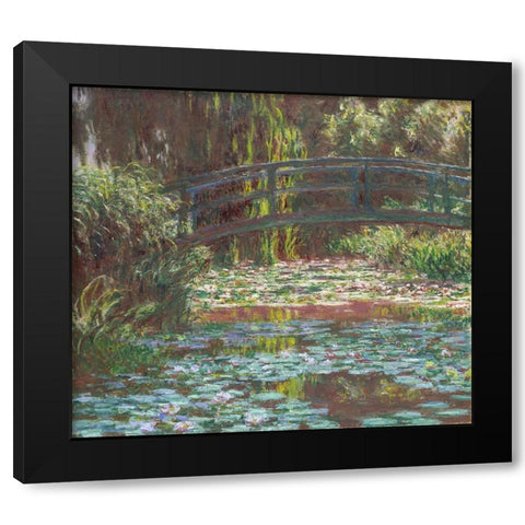 Water Lily Pond Black Modern Wood Framed Art Print with Double Matting by Monet, Claude