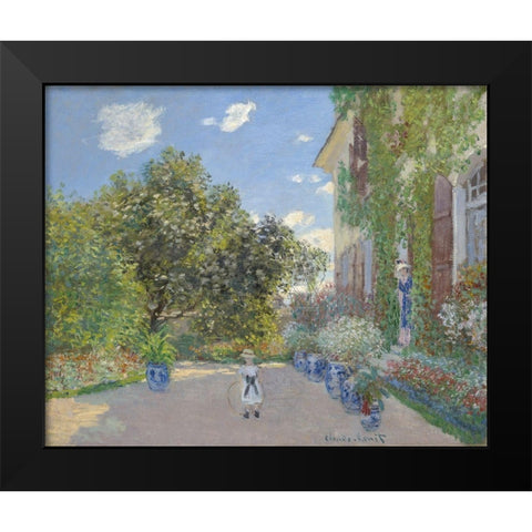 The Artist’s House at Argenteuil Black Modern Wood Framed Art Print by Monet, Claude