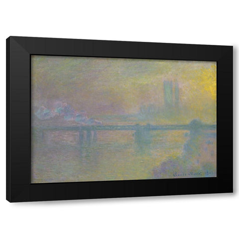 Charing Cross Bridge, London Black Modern Wood Framed Art Print with Double Matting by Monet, Claude