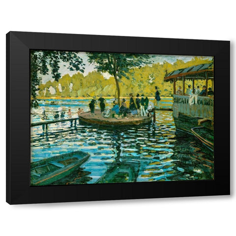 La Grenouillére Black Modern Wood Framed Art Print with Double Matting by Monet, Claude