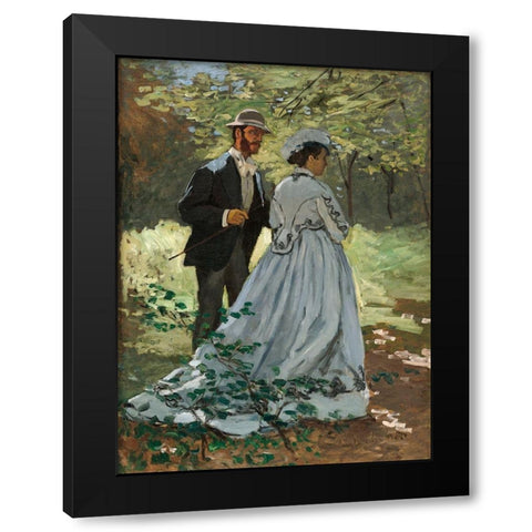 Bazille and Camille Black Modern Wood Framed Art Print with Double Matting by Monet, Claude