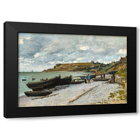 Sainte-Adresse Black Modern Wood Framed Art Print with Double Matting by Monet, Claude