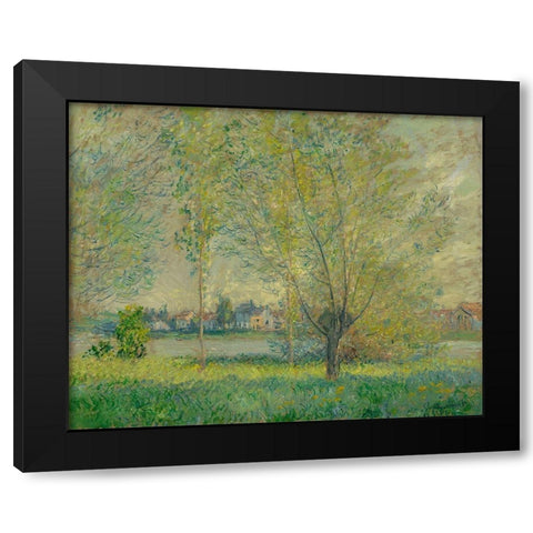 The Willows Black Modern Wood Framed Art Print with Double Matting by Monet, Claude