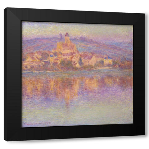 Vétheuil 1901 Black Modern Wood Framed Art Print with Double Matting by Monet, Claude