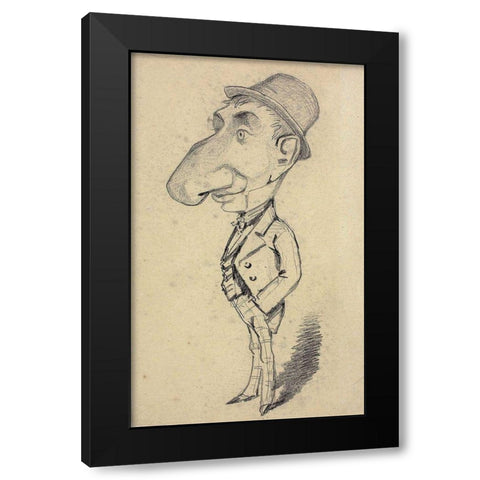 Caricature of a Man with a Large Nose Black Modern Wood Framed Art Print with Double Matting by Monet, Claude