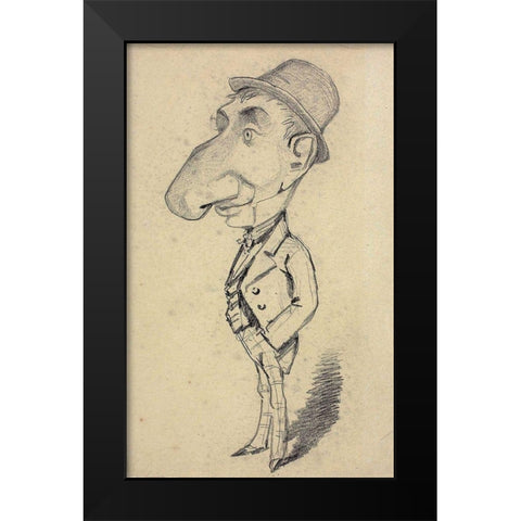 Caricature of a Man with a Large Nose Black Modern Wood Framed Art Print by Monet, Claude