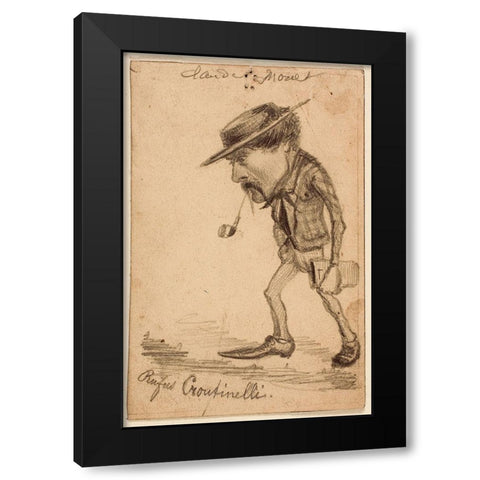 Caricature of Henri Cassinelli (“Rufus Croutinelliâ€) Black Modern Wood Framed Art Print by Monet, Claude