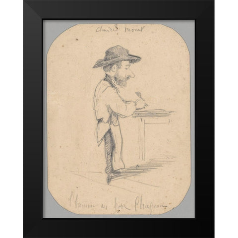 Caricature of a Man in the Small Hat Black Modern Wood Framed Art Print by Monet, Claude