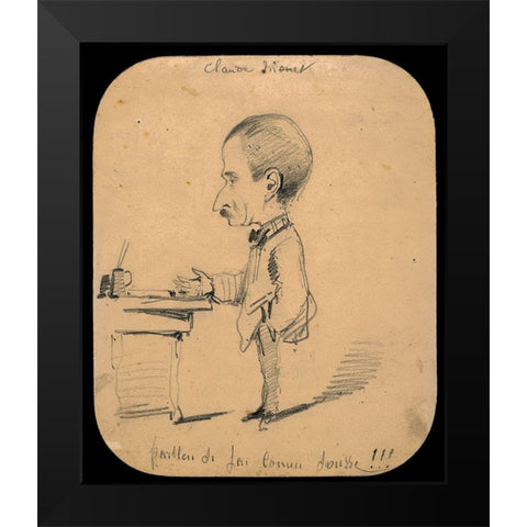 Caricature of a Man Standing by Desk Black Modern Wood Framed Art Print by Monet, Claude